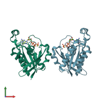 PDB entry 2cls coloured by chain, front view.