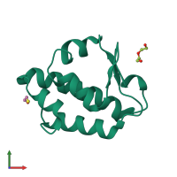 PDB entry 2cm0 coloured by chain, front view.