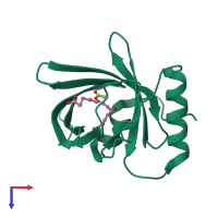 PDB entry 2cm4 coloured by chain, top view.