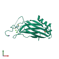 PDB entry 2cm5 coloured by chain, front view.