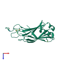 PDB entry 2cm5 coloured by chain, top view.