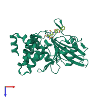 PDB entry 2cma coloured by chain, top view.