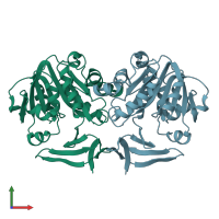 PDB entry 2cmg coloured by chain, front view.
