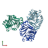 PDB entry 2cmh coloured by chain, front view.
