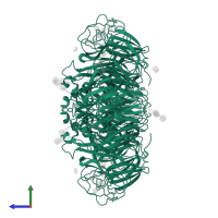 Neuraminidase in PDB entry 2cml, assembly 1, side view.