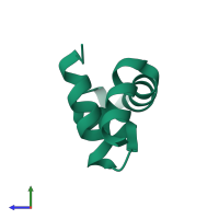 PDB entry 2cmp coloured by chain, side view.