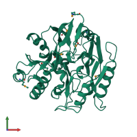 PDB entry 2cmu coloured by chain, front view.