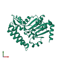 PDB entry 2cn1 coloured by chain, front view.
