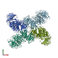 PDB entry 2cn2 coloured by chain, front view.