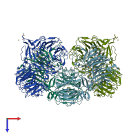 PDB entry 2cn2 coloured by chain, top view.