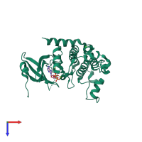 PDB entry 2cn5 coloured by chain, top view.