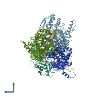 PDB entry 2cnb coloured by chain, side view.