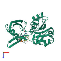 PDB entry 2cnd coloured by chain, top view.