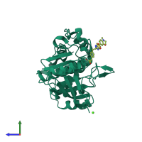 PDB entry 2cnh coloured by chain, side view.