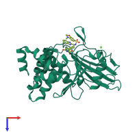 PDB entry 2cnh coloured by chain, top view.