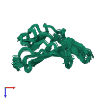 PDB entry 2cnj coloured by chain, ensemble of 20 models, top view.