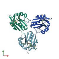 PDB entry 2cnm coloured by chain, front view.