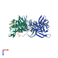 PDB entry 2cnm coloured by chain, top view.
