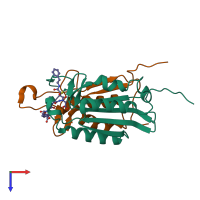 PDB entry 2cno coloured by chain, top view.