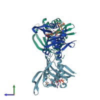 PDB entry 2cns coloured by chain, side view.