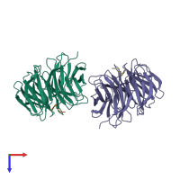 PDB entry 2co0 coloured by chain, top view.