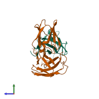 PDB entry 2co6 coloured by chain, side view.