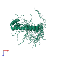 PDB entry 2co9 coloured by chain, ensemble of 20 models, top view.