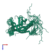 PDB entry 2cod coloured by chain, ensemble of 20 models, top view.