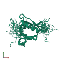 PDB entry 2cof coloured by chain, ensemble of 20 models, front view.