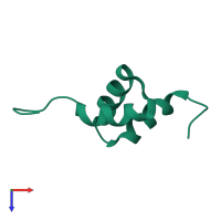 Monomeric assembly 1 of PDB entry 2cos coloured by chemically distinct molecules, top view.