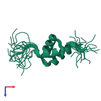 PDB entry 2cos coloured by chain, ensemble of 20 models, top view.