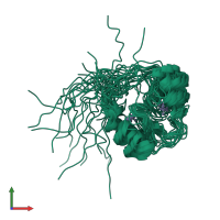 PDB entry 2cot coloured by chain, ensemble of 20 models, front view.