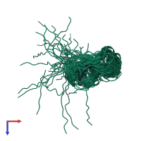 PDB entry 2cot coloured by chain, ensemble of 20 models, top view.