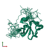 PDB entry 2cp0 coloured by chain, ensemble of 20 models, front view.