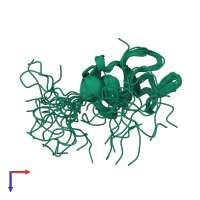 PDB entry 2cp0 coloured by chain, ensemble of 20 models, top view.