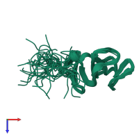 PDB entry 2cp7 coloured by chain, ensemble of 20 models, top view.