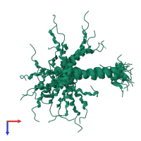 PDB entry 2cpb coloured by chain, ensemble of 25 models, top view.
