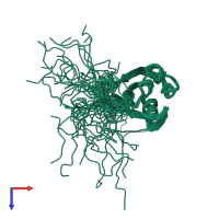 PDB entry 2cpi coloured by chain, ensemble of 20 models, top view.