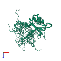 PDB entry 2cpj coloured by chain, ensemble of 20 models, top view.