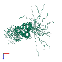 PDB entry 2cpr coloured by chain, ensemble of 20 models, top view.