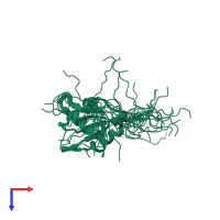 PDB entry 2cpz coloured by chain, ensemble of 20 models, top view.