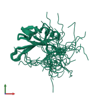 PDB entry 2cq0 coloured by chain, ensemble of 20 models, front view.