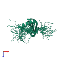 PDB entry 2cq1 coloured by chain, ensemble of 20 models, top view.