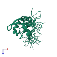 PDB entry 2cq2 coloured by chain, ensemble of 20 models, top view.