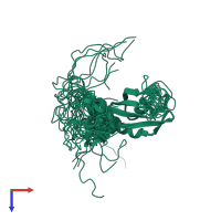 PDB entry 2cq4 coloured by chain, ensemble of 20 models, top view.