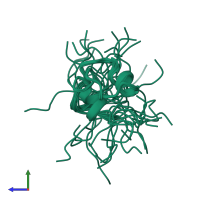 PDB entry 2cq7 coloured by chain, ensemble of 20 models, side view.
