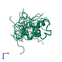 PDB entry 2cq7 coloured by chain, ensemble of 20 models, top view.