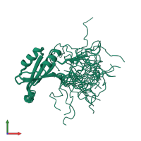 PDB entry 2cqi coloured by chain, ensemble of 20 models, front view.