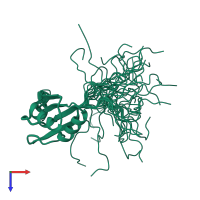 PDB entry 2cqi coloured by chain, ensemble of 20 models, top view.