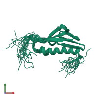 PDB entry 2cql coloured by chain, ensemble of 20 models, front view.